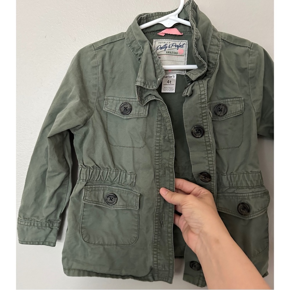 Toddler Girl Olive Green Utility Jacket - Picture 2 of 7
